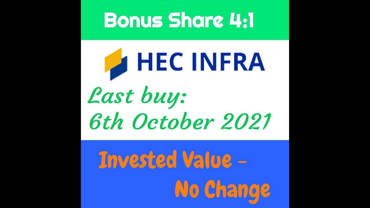 HEC Infra Projects Ltd Bonus Share 4:1 | Upcoming Bonus Share | Ex-date 7th October 2021