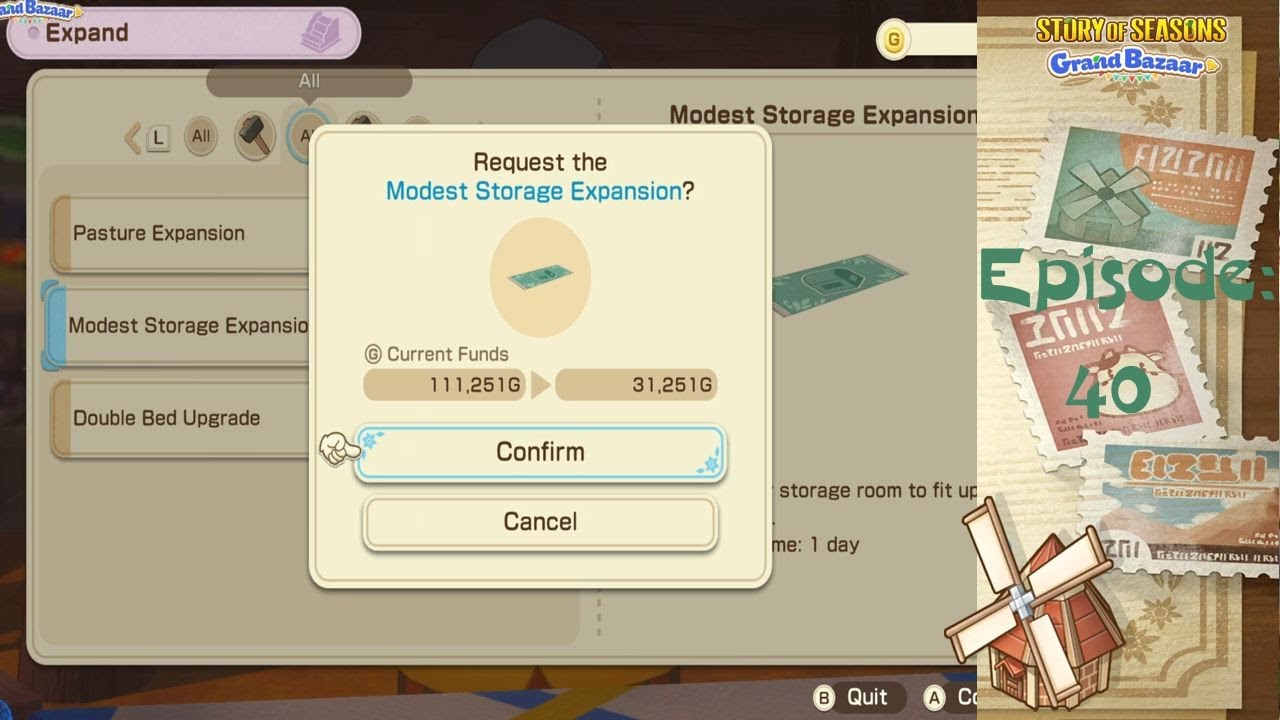 Let's Play Story of Seasons: Grand Bazaar! Episode 40 - Storage Solved (for now) and Socials