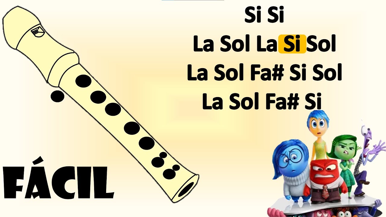⚆_⚆ Intensamente ⚆_⚆  flauta dulce fácil, tutorial con animación, canción fácil