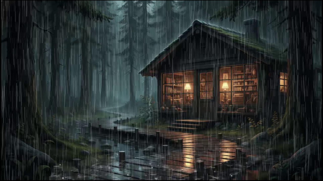 Rain Covered Forest Cabin 🌧 | Gentle Night Rain Sounds for Deep Sleep, Calm Dreams and Peaceful Rain