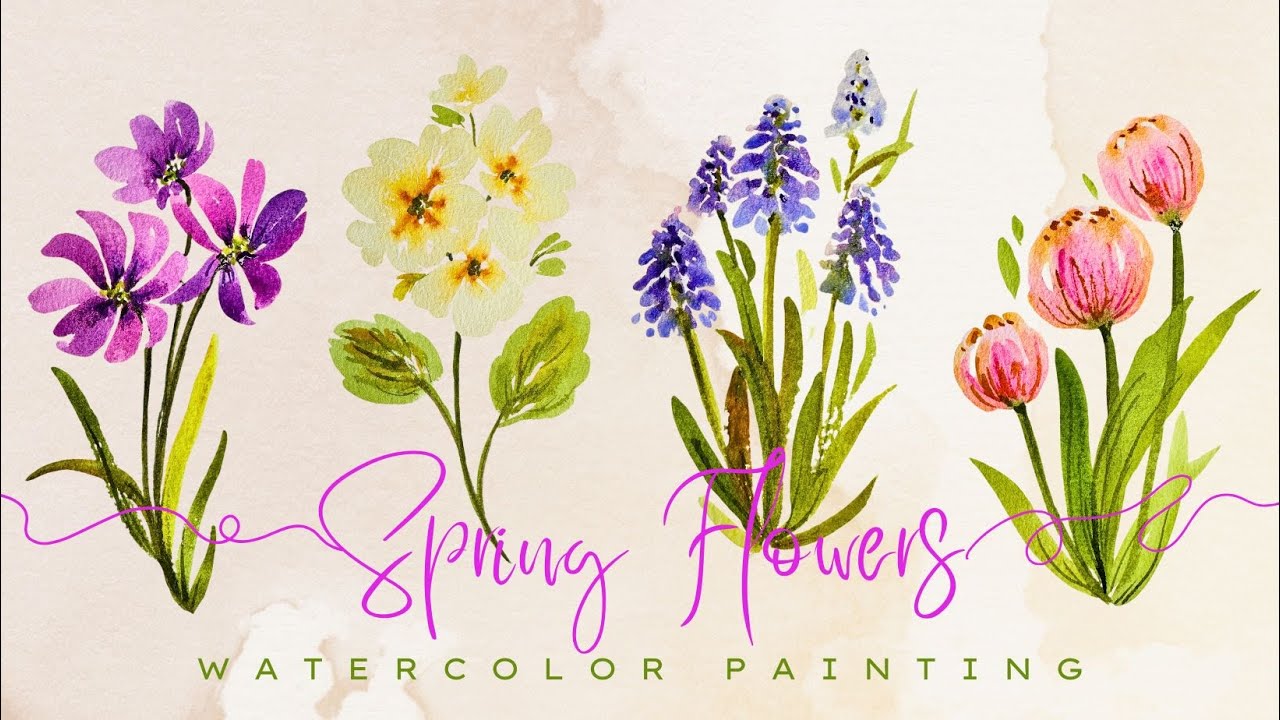 #62 | Easy Watercolour Painting | SPRING FLOWERS 🌷🪻