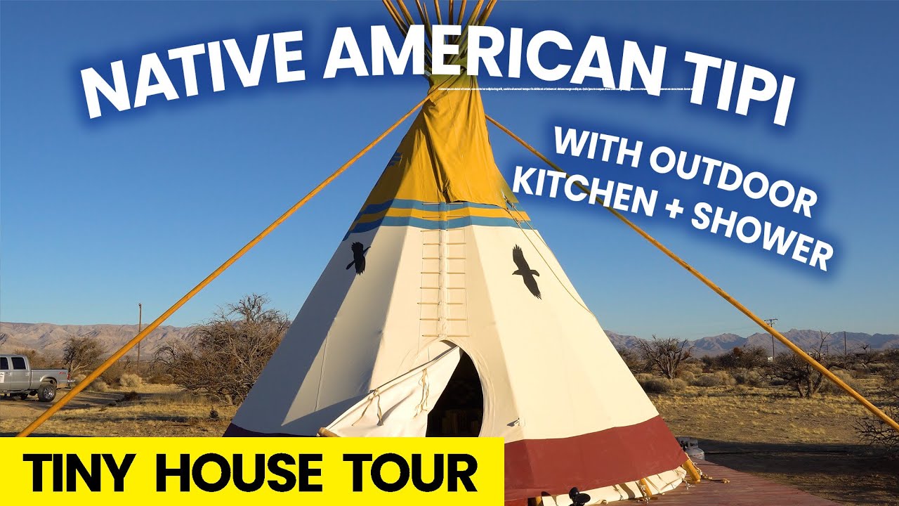 Tipi Tiny House Tour with Outdoor Kitchen & Shower in Mojave Desert - Airbnb Tour