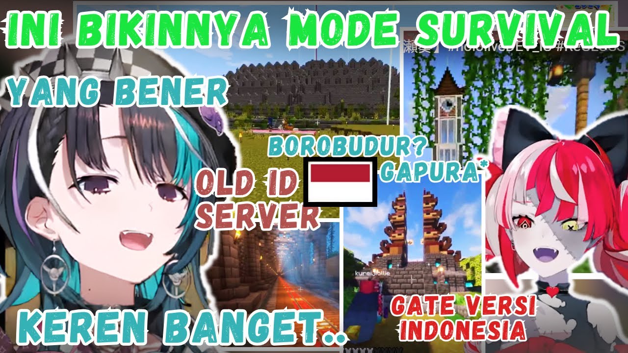 OLLIE Tunjuikin Arsitektur Bangunan INDONESIA Ke CHIHAYA Server HoloID Minecraft OLD【Hololive |Clip】