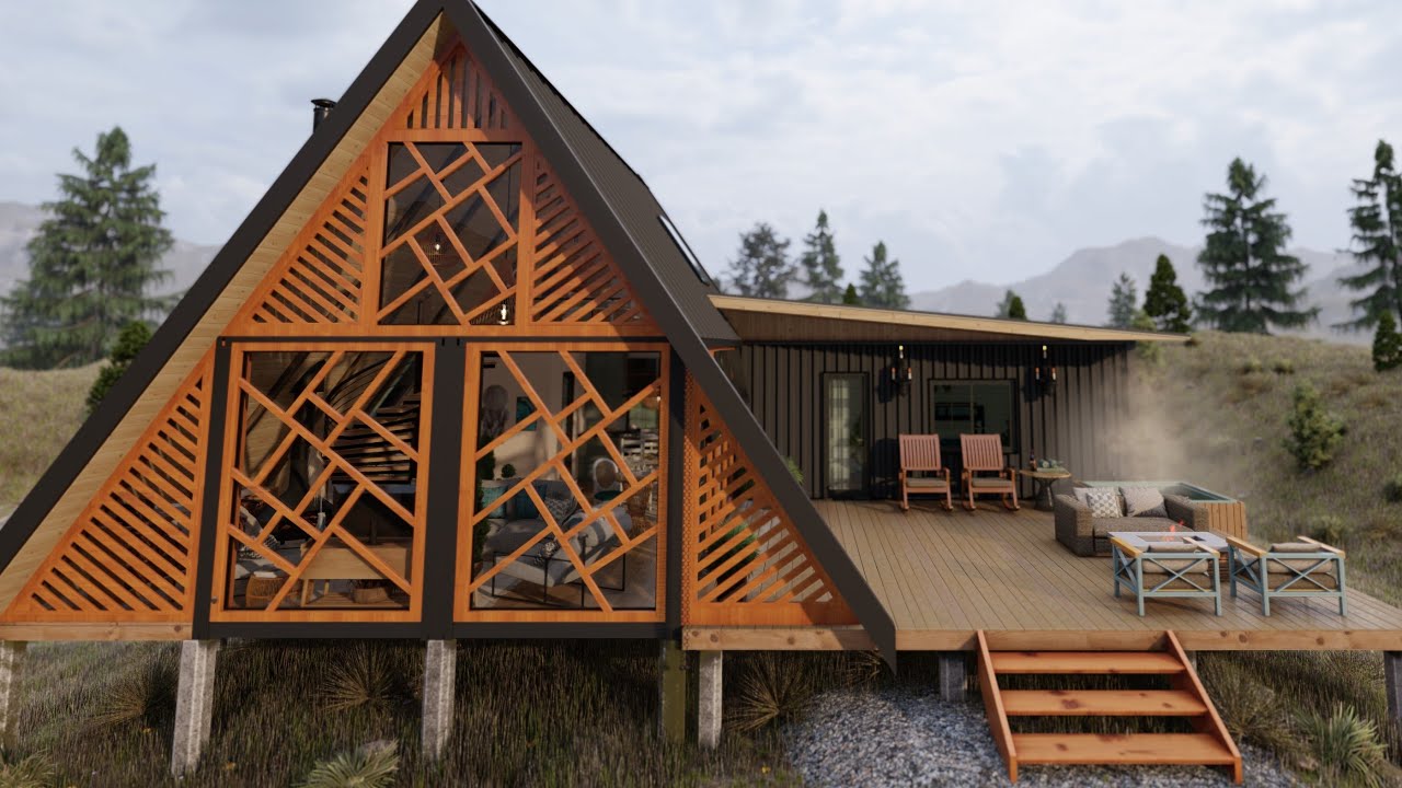 A-Frame Airbnb House of 2023 - Minimalist modern house design - Cabin House.