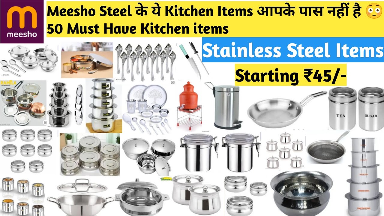 Meesho Steel के ये Kitchen Items आपके पास नहीं है 🥺  50 Must Have Kitchen items | Best Steel Items 