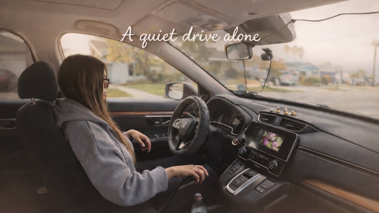 a quiet drive alone on a cloudy day 
