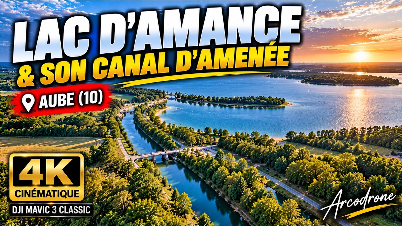 Lac d'Amance et son canal d'amenée cinématique 4k DJI Mavic 3 classic
