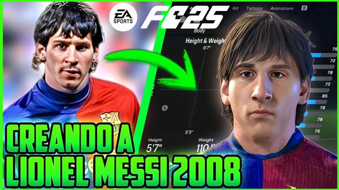 ✅ Cómo CREAR a LEO MESSI 2008 En EA SPORTS FC 25 Con MEDIA y STATS MODO CARRERA / CLUBES PRO