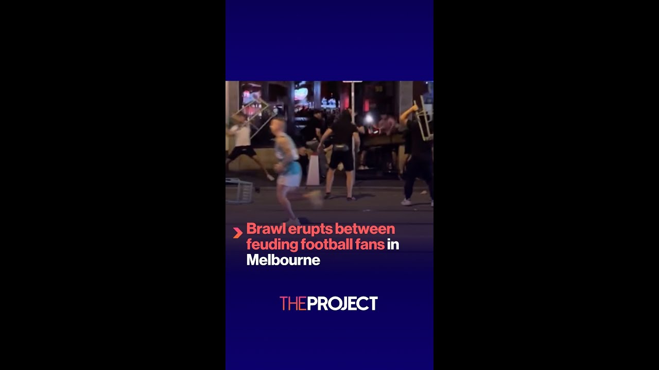 Brawl erupts between feuding football fans in Melbourne