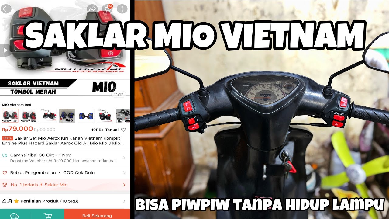 CARA PASANG SAKLAR MIO VIETNAM DI MIO SPORTY”PNP PIWPIW TANPA LAMPU HIDUP‼️