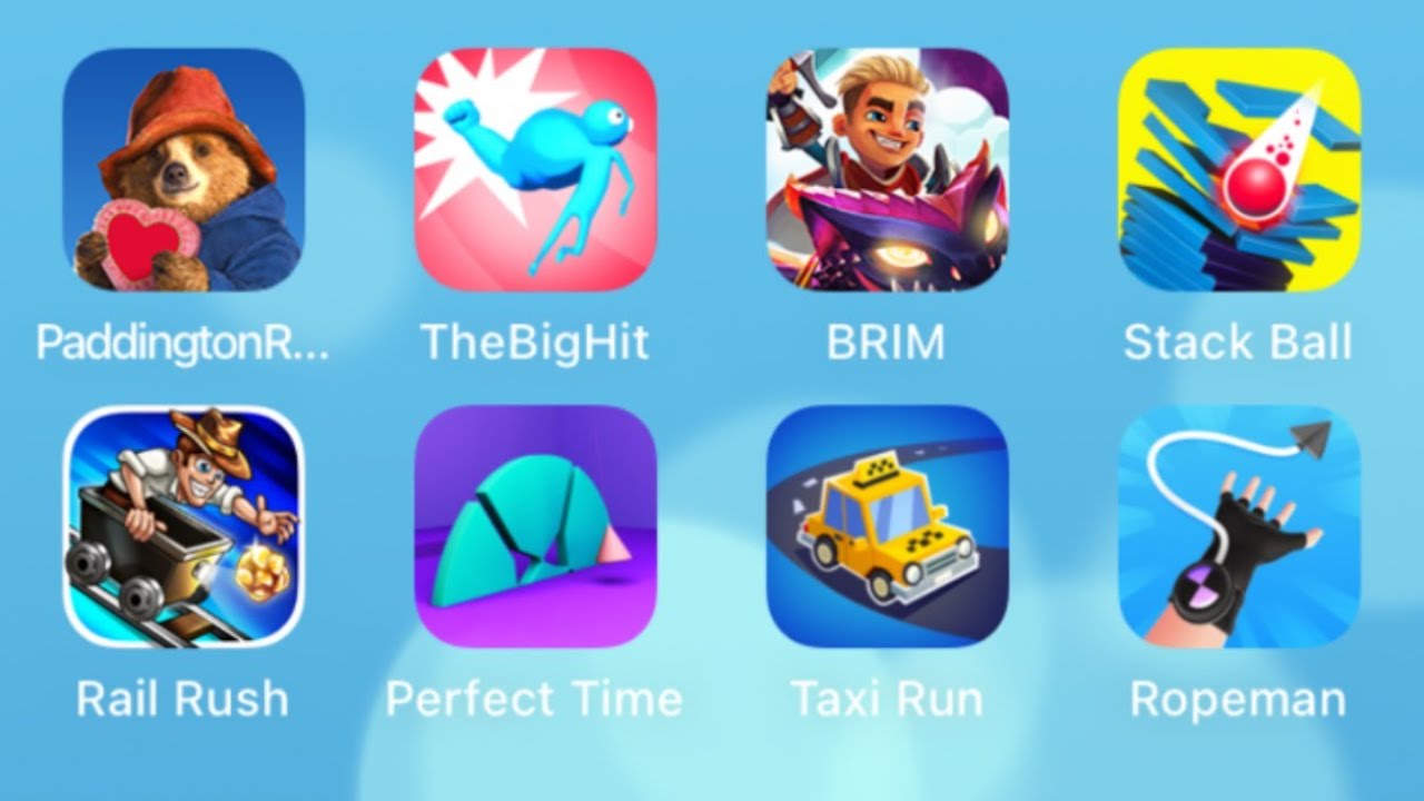 Paddington Run,The Big Hit,Blades of Brim,Stack Ball,Rail Rush,Perfect Time,Taxi Run,Ropeman 3D