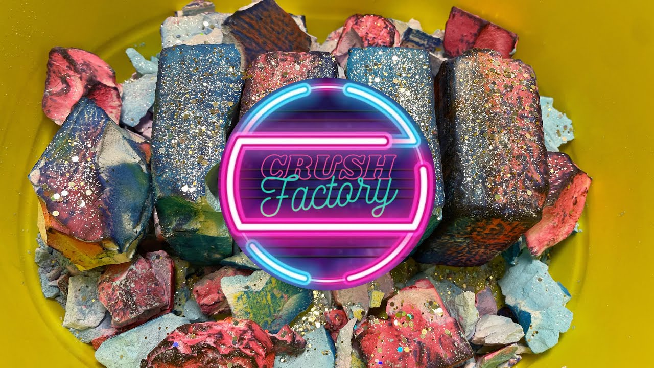 ASMR Crush | Soft Flakey Pink & Blue DYED Gym Chalk Crush! #crushfactory #asmr #gymchalk #tingles