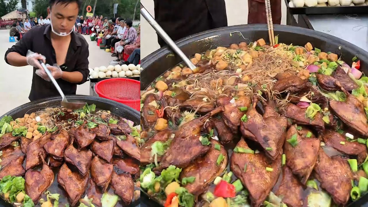 Loving Guy Cooked 100 duck legs for the elders  in a Downtown Village