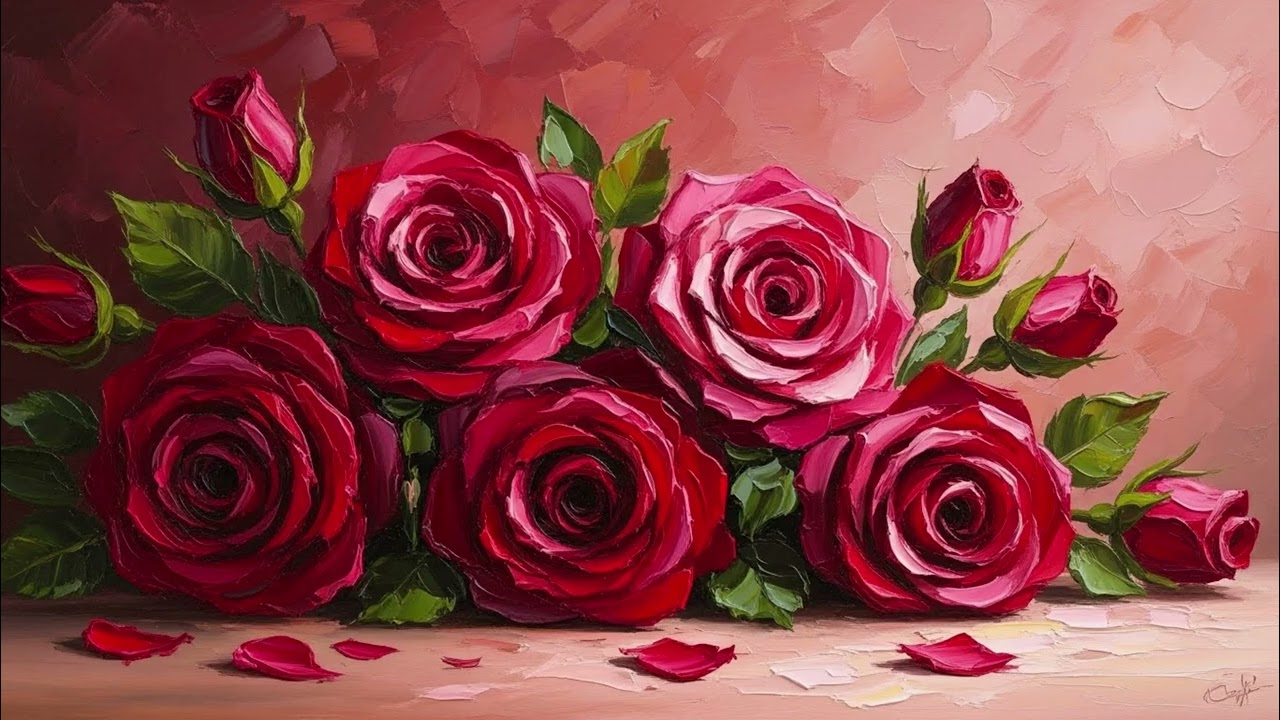 Roses oil Painting Art Wallpaper for Background  Screensaver for TV Art 4k