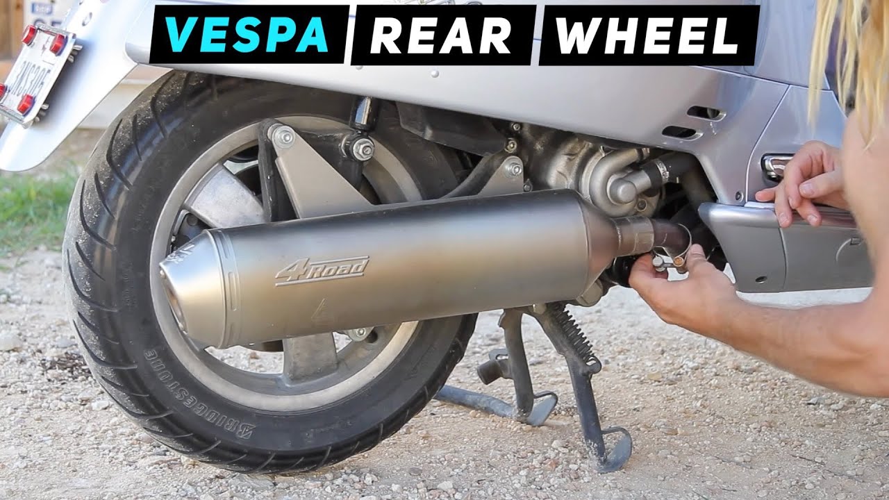 Vespa GTS Wheel Removal With Leo Vince Exhaust | Mitch's Scooter Stuff