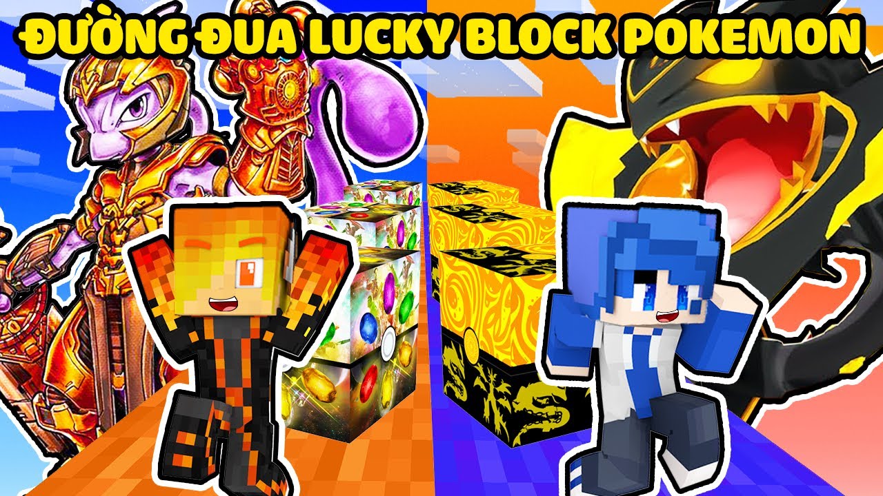JACKVN THỬ THÁCH ĐƯỜNG ĐUA LUCKY BLOCK POKEMON MARVEL VÔ CỰC VS CỔ ĐẠI TRONG MINECRAFT