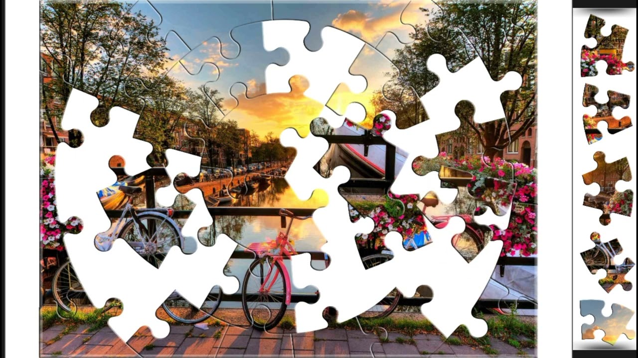 Sunset by the Canal Bikes puzzle#canal#jigsaw puzzle #sunset #bikes 🚴‍♀️🌅💐@puzzlemaster1034