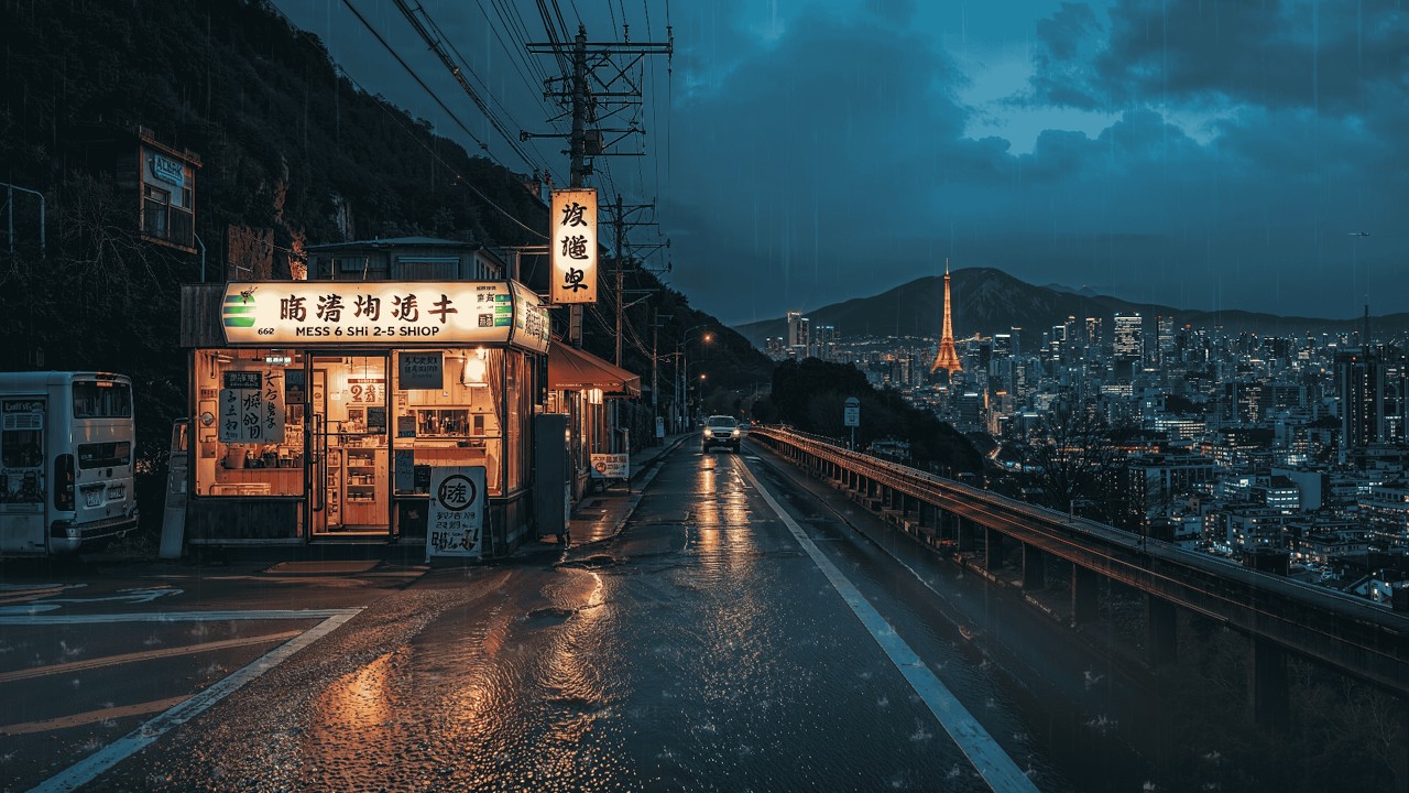 Rainy Midnight in Tokyo 🌧️ — 90s Lofi Mix for Calm Study Nights