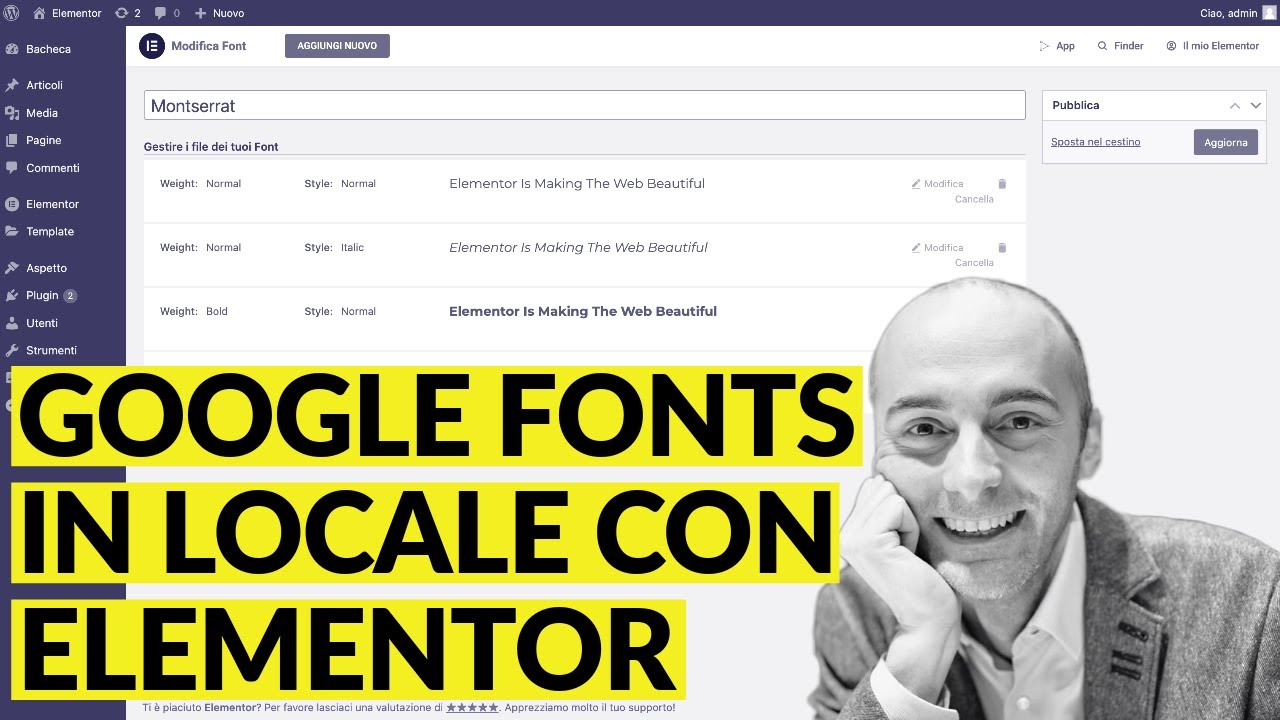 È ora di passare ai font locali con Elementor