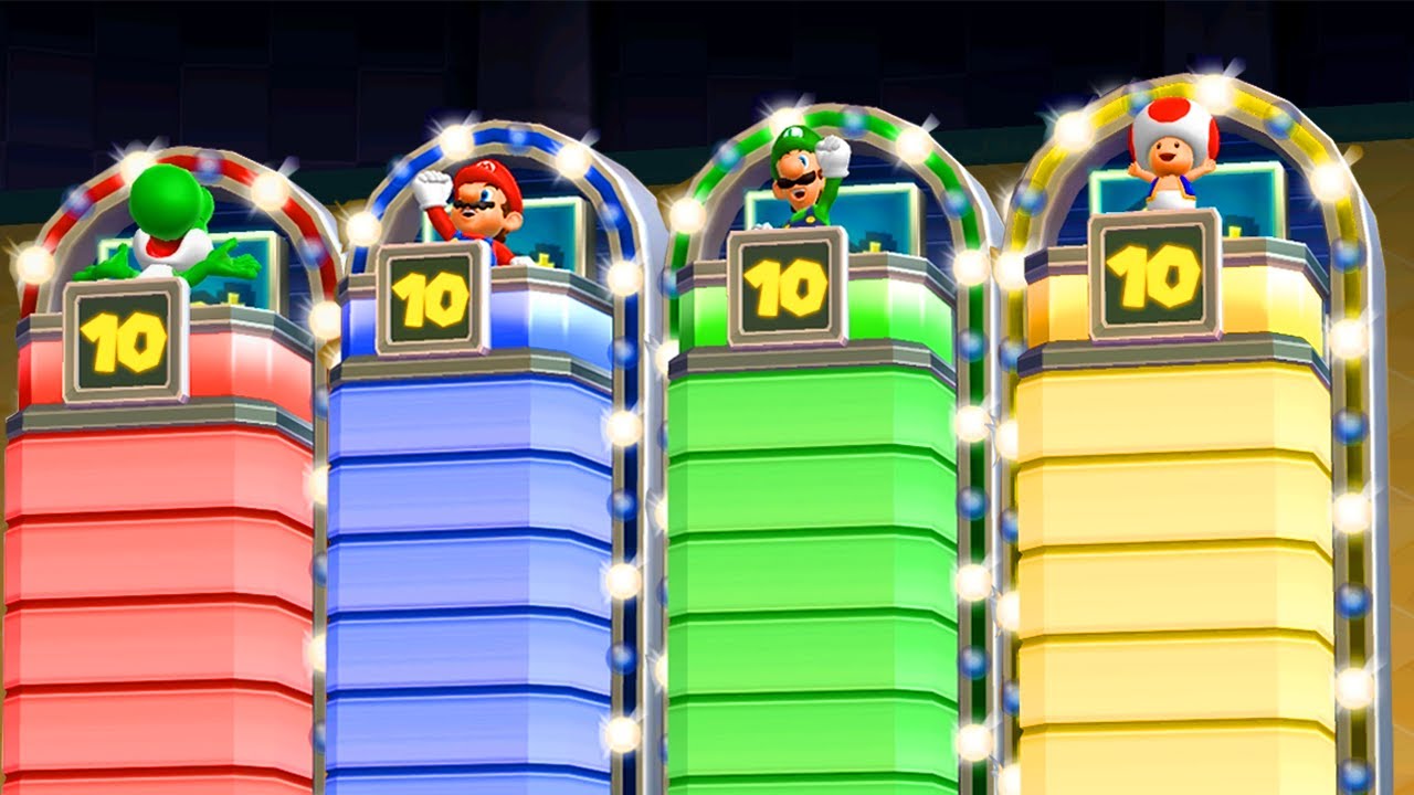 Mario Party 9 Minigames - Mario vs Yoshi vs Luigi vs Toad (Master CPU)