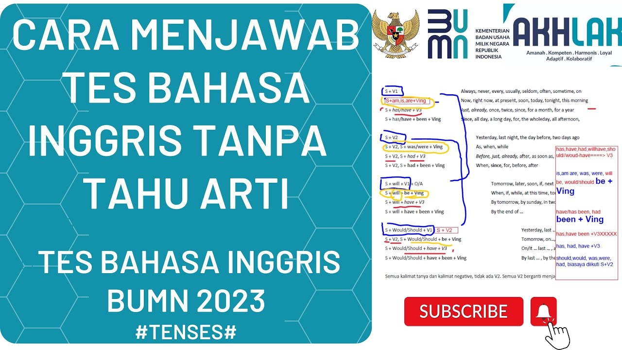 CARA CEPAT JAWAB SOAL BAHASA INGGRIS TANPA TAHU ARTI | LATIHAN TES BAHASA INGGRIS BUMN 2023