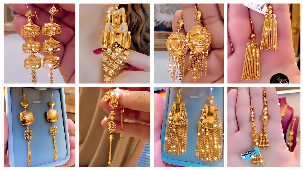 Long Earrings Design | Gold Sui Dhaga Earrings Designs With Price #goldearrings #viralvideo |EP -#50