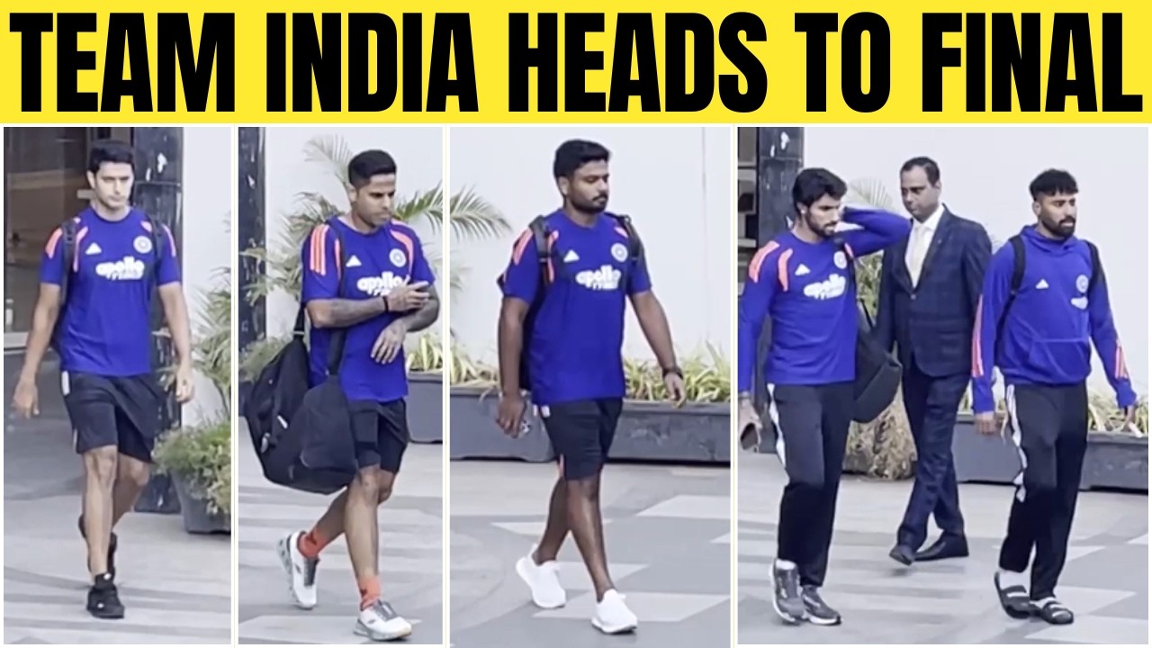Team India march to stadium from hotel ahead of 2026 World Cup final vs NZ