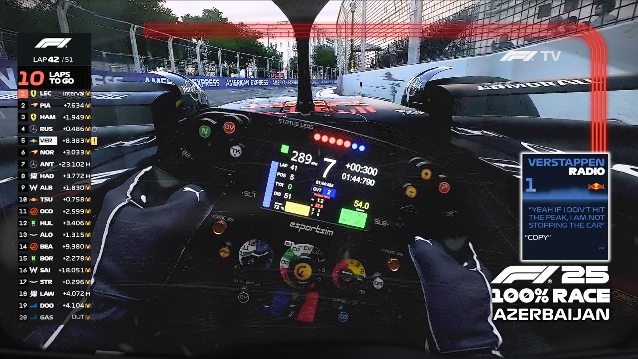 ULTRA REALISTIC F1 25 - Max Verstappen Red Bull RB21 Azerbaijan GP 100% race