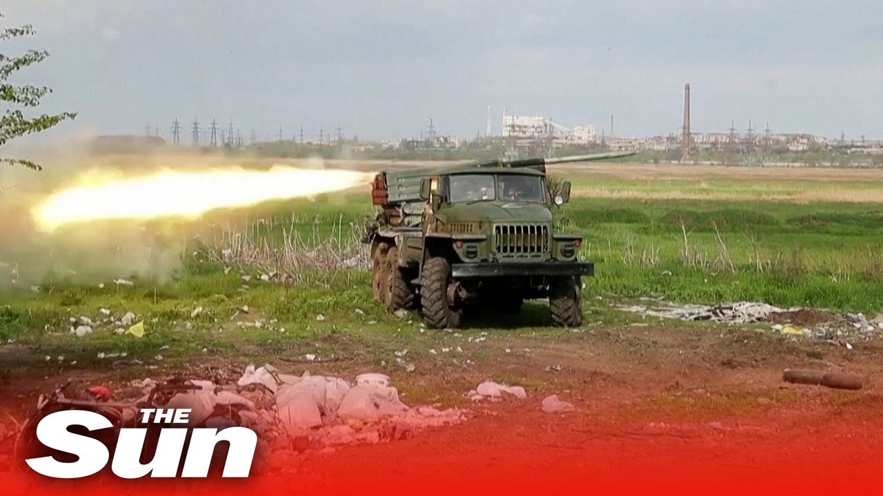 Russian backed forces fire grad rockets in direction of Azovstal steel works