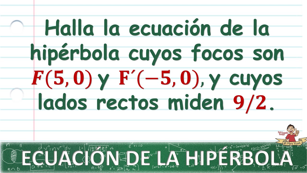 68. Ecuación de la hipérbola con centro en el origen, dados los focos y el lado recto.