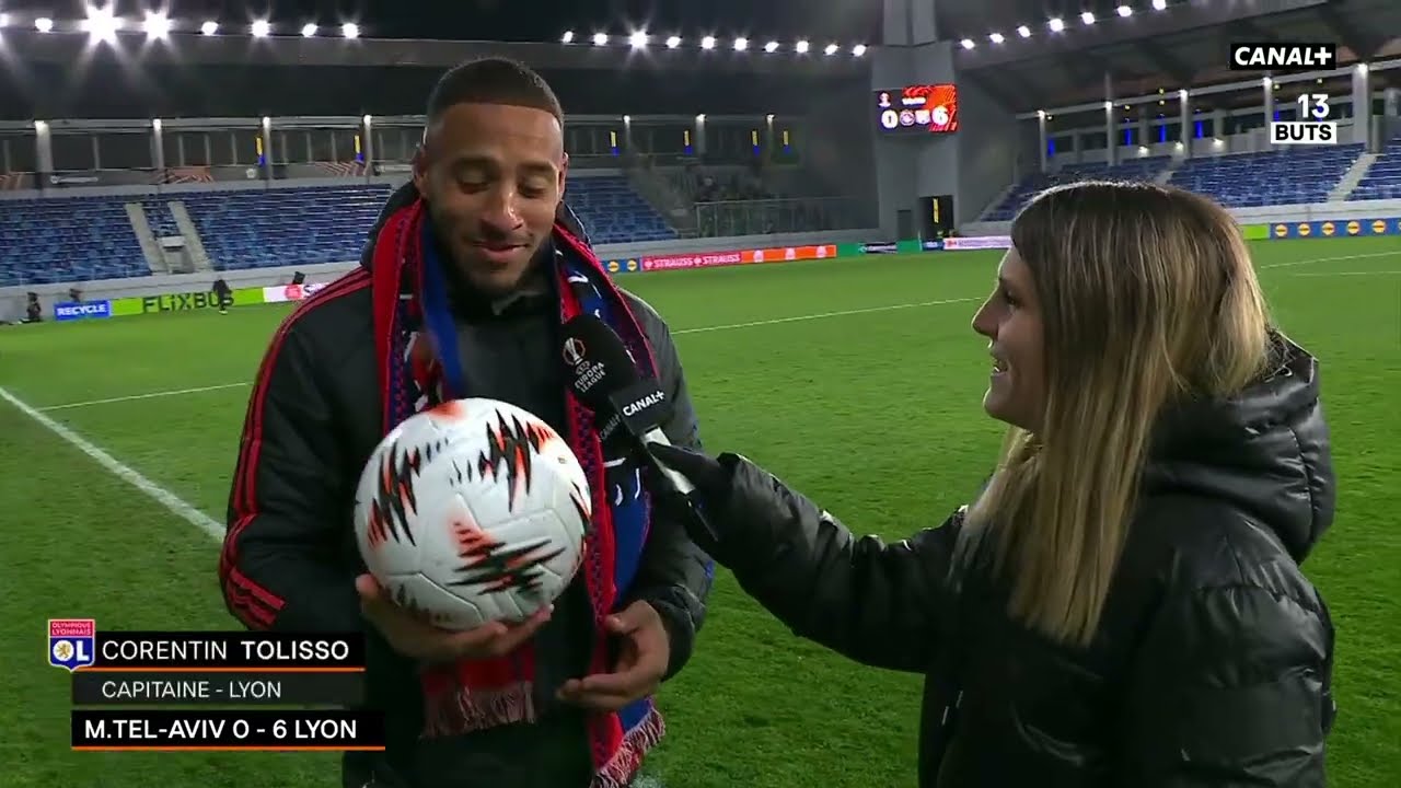 La R&eacute;action de Corentin Tolisso apr&egrave;s son tripl&eacute; contre le Maccabi Tel-Aviv