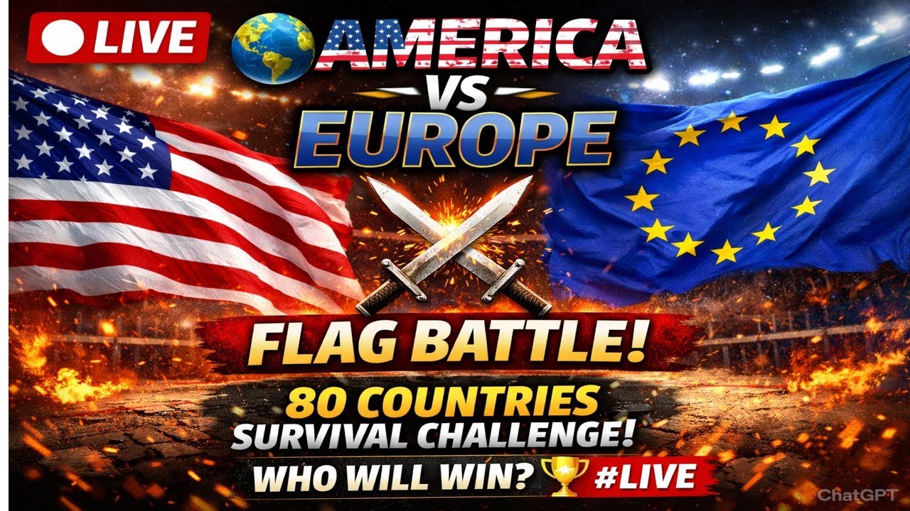 🔴 LIVE 🌍 America vs Europe Flag Battle 🏆 | 80 Countries Survival Challenge #shorts