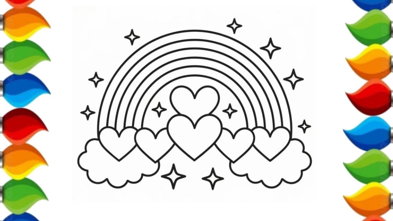 Beautiful Rainbow Cloud Drawing, Painting & Coloring For Kids and Toddlers_ Kids Art 