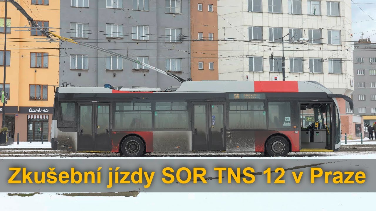 Zkušební jízdy trolejbusu SOR TNS 12 na lince 58, 3.-5.1.2026