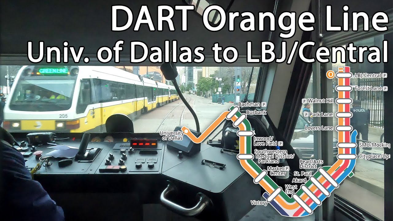 DART Orange Line Railfan Window from University of Dallas to LBJ/Central Station