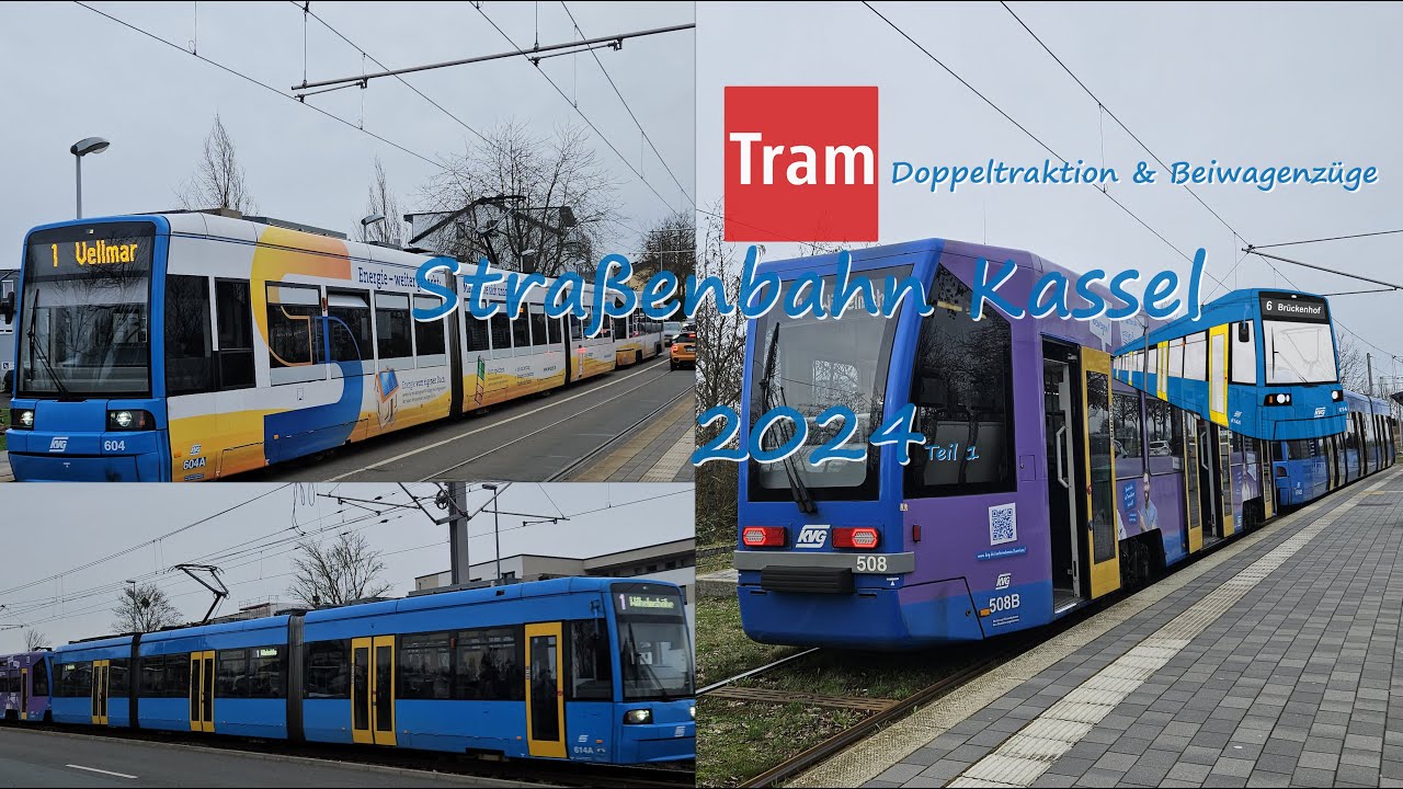 Straßenbahn Kassel 2024: Doppeltraktion & Beiwagenzüge | Teil 1 | 4K 60fps (UHD)