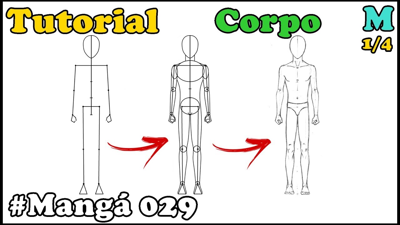Como Desenhar Corpo Masculino de Frente Mangá 029 - How to Draw Manga