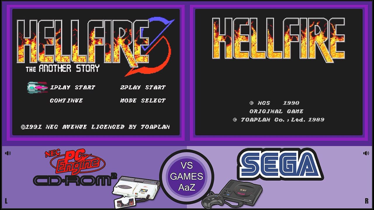 Hellfire (PC Engine CD VS Mega Drive)Side by side Comparison