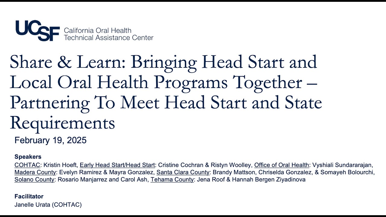 Share & Learn: Bringing Head Start and Local Oral Health Programs Together 2.19.26