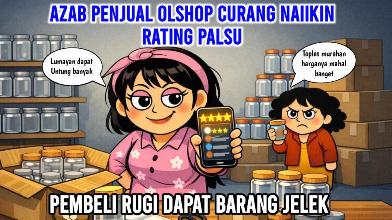 AZAB PENJUAL OLSHOP CURANG! NAIIKIN RATING PALSU, PEMBELI RUGI DAPAT BARANG JELEK | ANIMASI AZAB