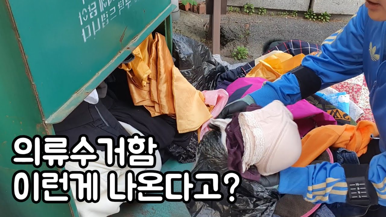의류수거함에서 나오는 속옷들