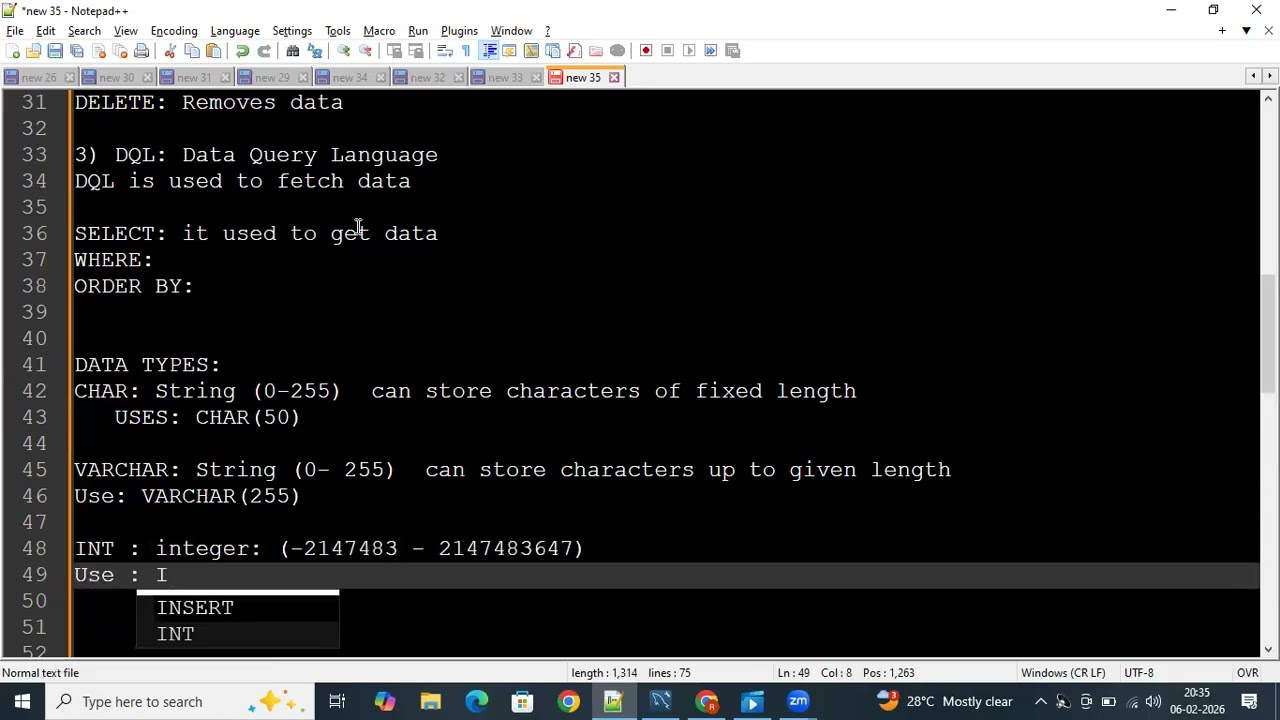 MySQL Session - 02 : DATA Types and Contraints...