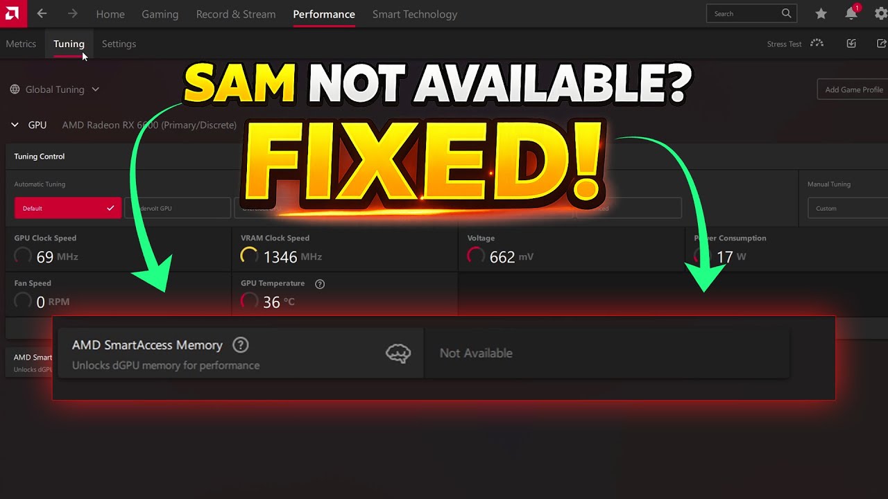 Как включить функцию Smart Access Memory (SAM) на графических процессорах AMD (решение недоступно)