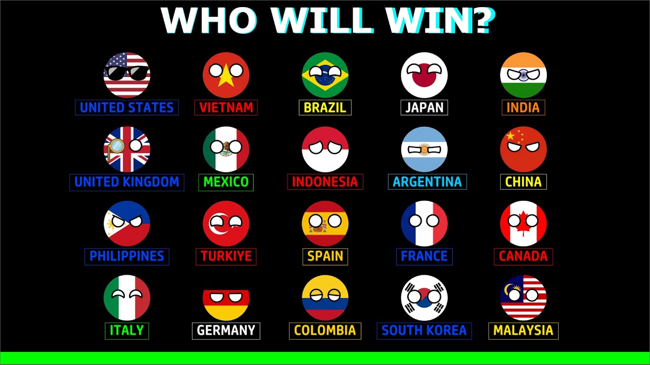 20 Countryballs Marble Race in Algodoo