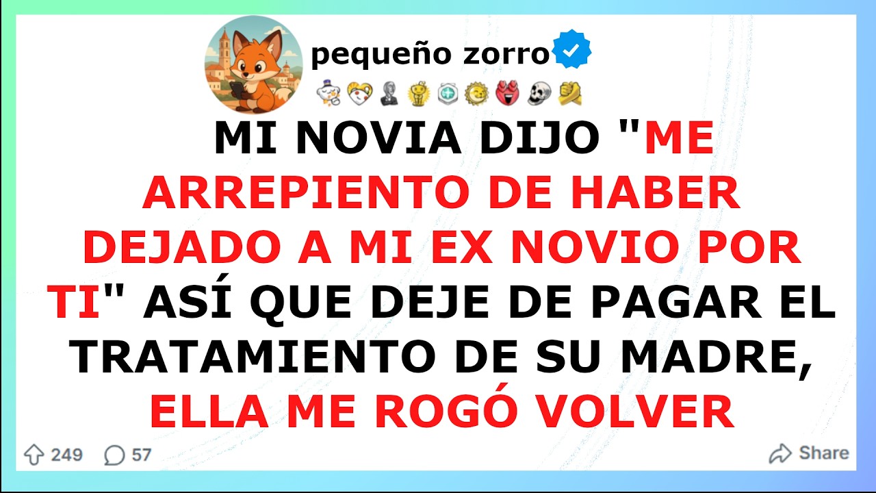 Mi novia dijo ME ARREPIENTO DE HABER DEJADO A MI EX NOVIO POR TI, deje de pagar el TRATAMIENTO