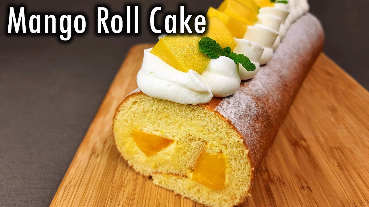 How to make Mango Swiss Roll Cake (swiss roll recipe)