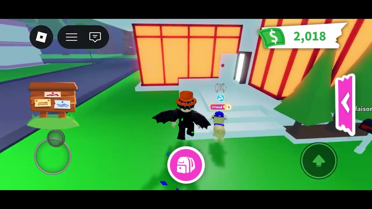 Playing Roblox Adopt Me taking a dog for a walk and having fun 