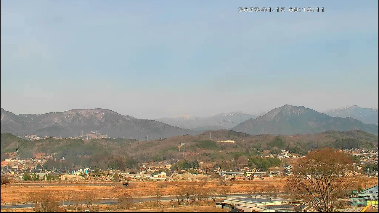 1月15日 ライブカメラ　風越山、JR飯田線、天竜川