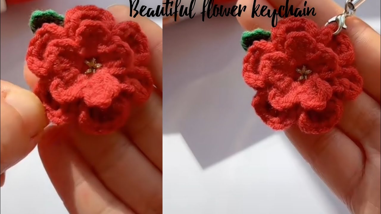 How to make a beautiful flower keychain 👍#knitting❣️