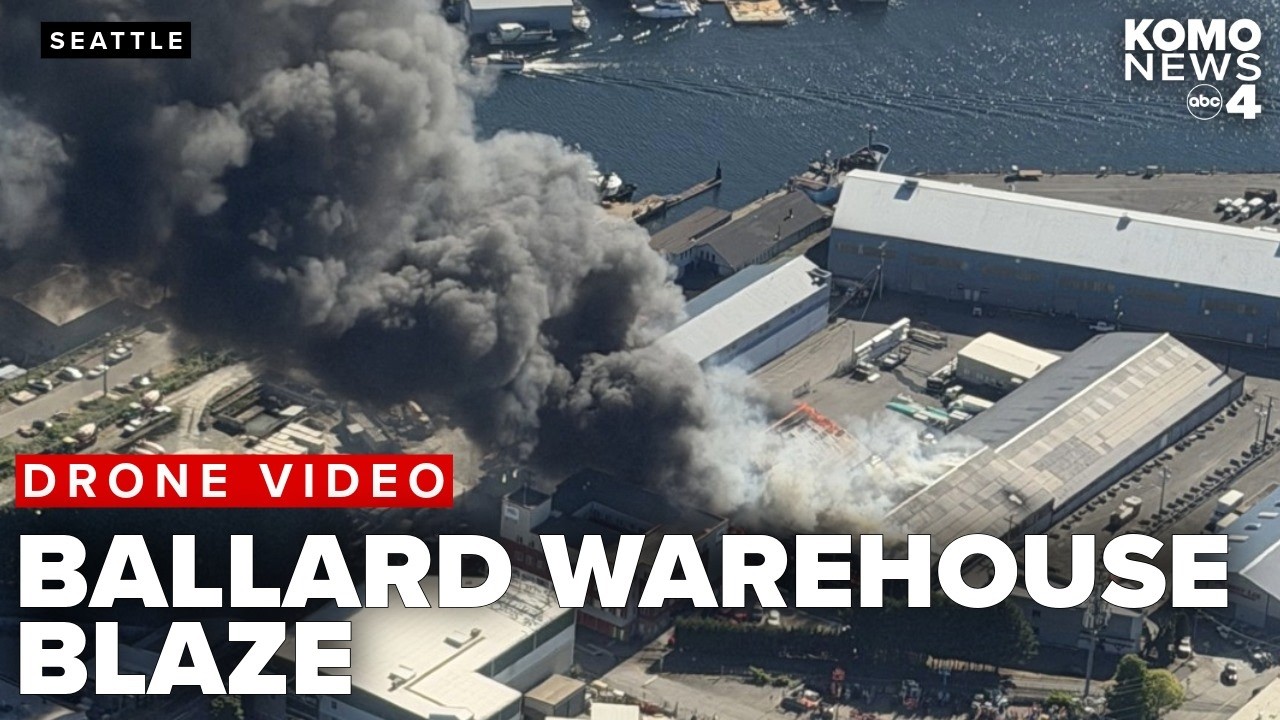 DRONE VIDEO: Crews battle large commercial warehouse blaze